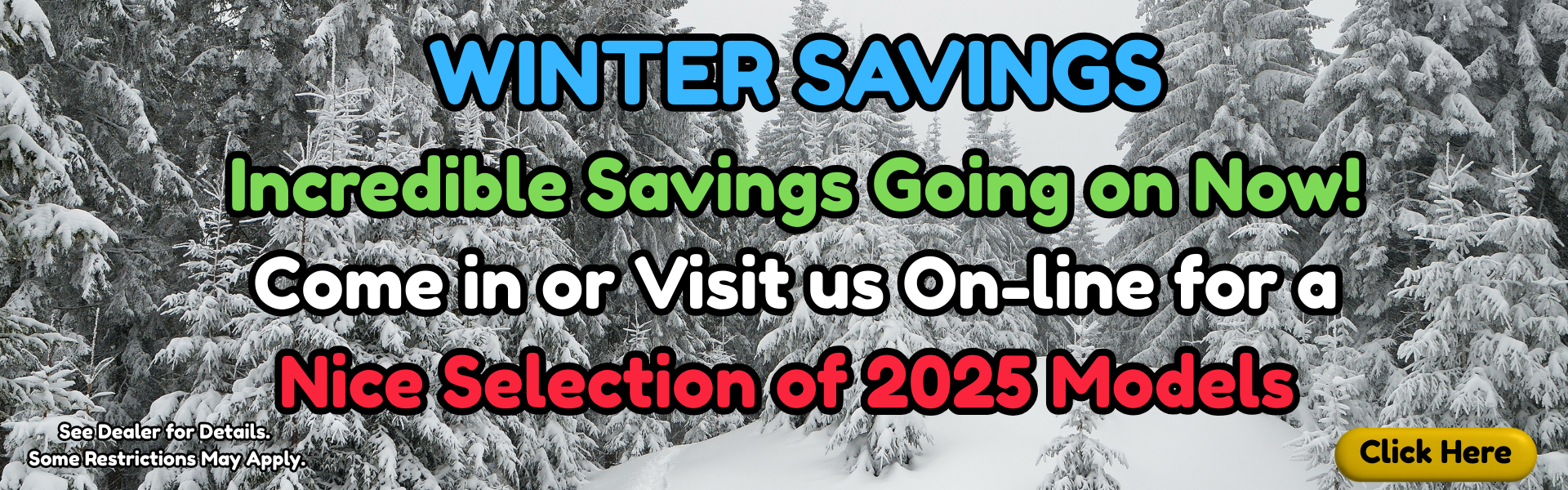 Winter savings banner 2025 models Dec.